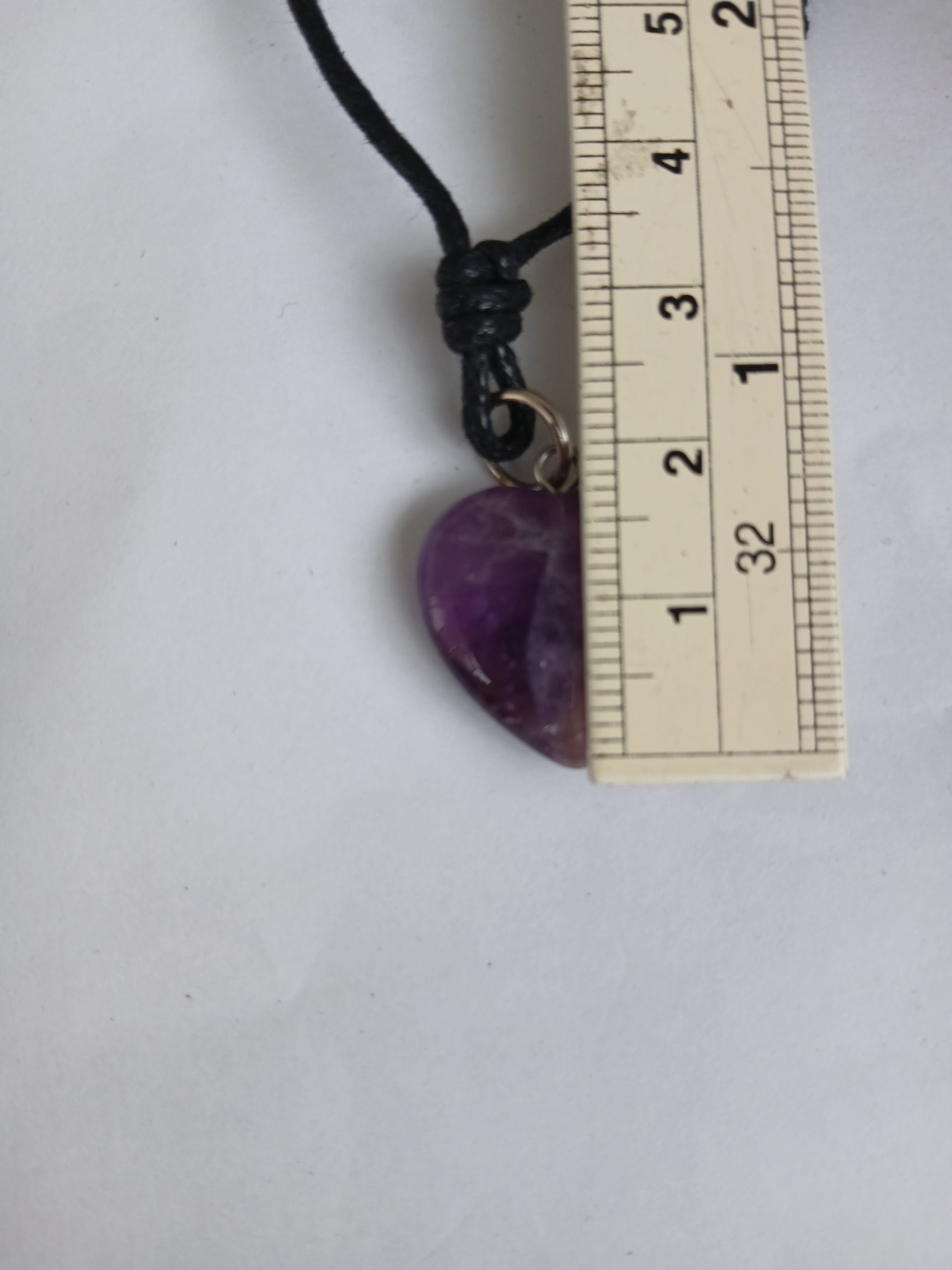 Amethyst Crystal Heart charm healing gemstone pendant necklace black choker  neck cord jewellery