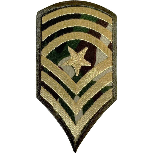 Army Patch Iron Sew On Chevrons Star Camo Military Fancy Dress Embroidered Badge