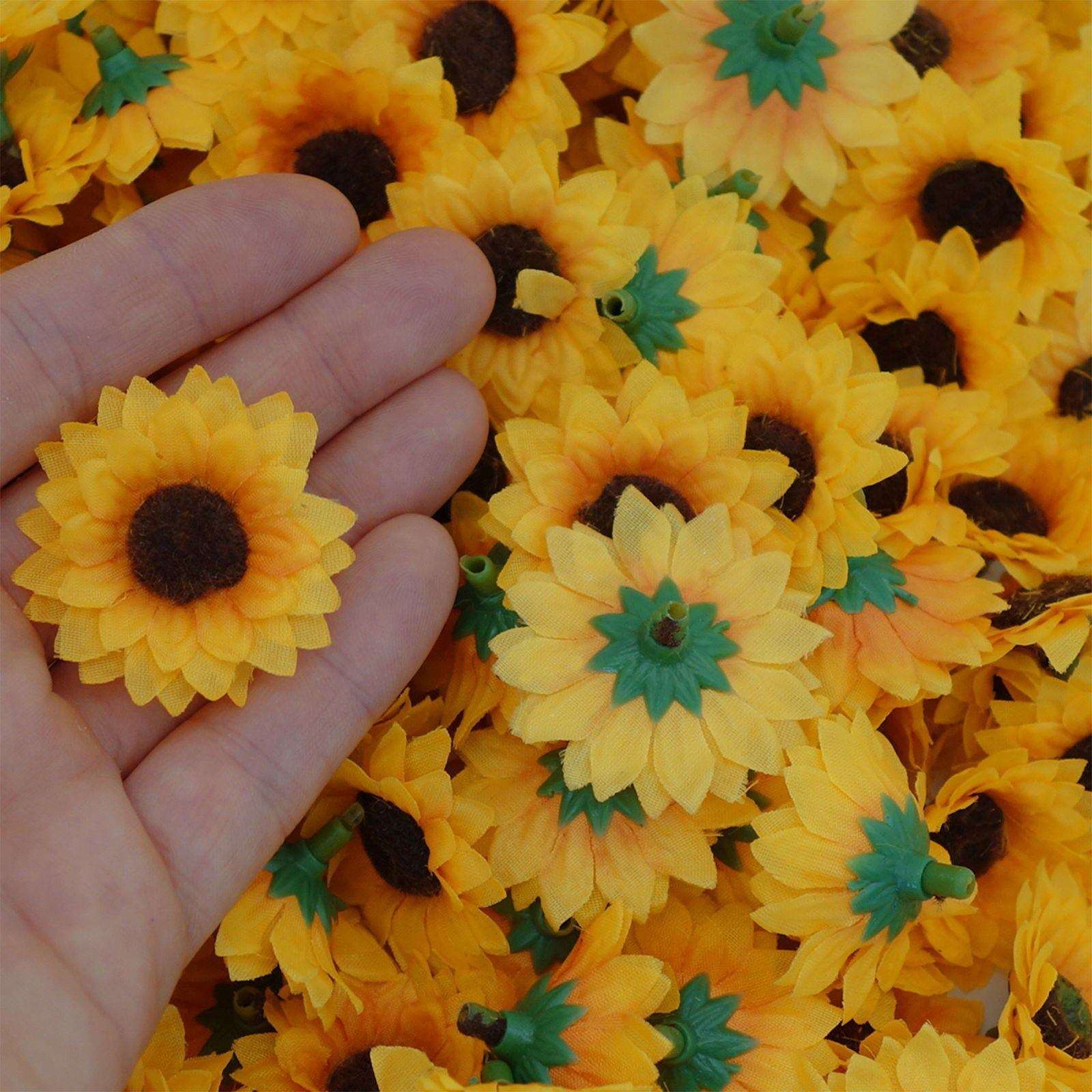 Artificial Sunflowers Flower Heads Silk Fake Flowers for Hair Clips Hairbands