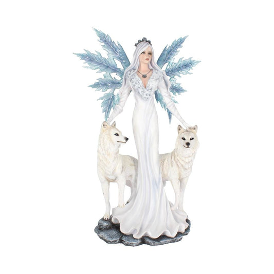 Aura Large Ice Fairy with Two Winter Wolf Companions Figurine