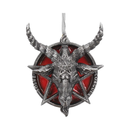 Baphomet Head Red Pentagram Hanging Decorative Ornament 9.5cm