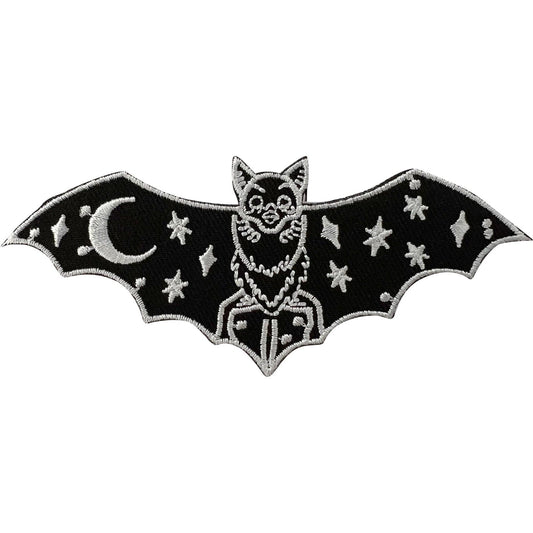 Bat Patch Iron Sew On Clothes Fancy Dress Costume Gothic Black Embroidered Badge