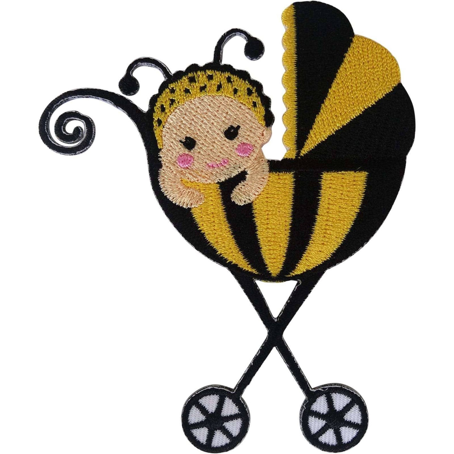 Bee Baby Pram Patch Iron On Sew On Clothes Bag Dress Bumblebee Embroidered Badge