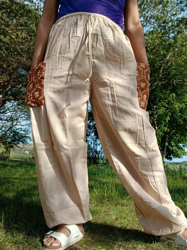 Beige Cream Brown Harem Pants Summer Holiday Travel Mens Womens Hippie Trousers