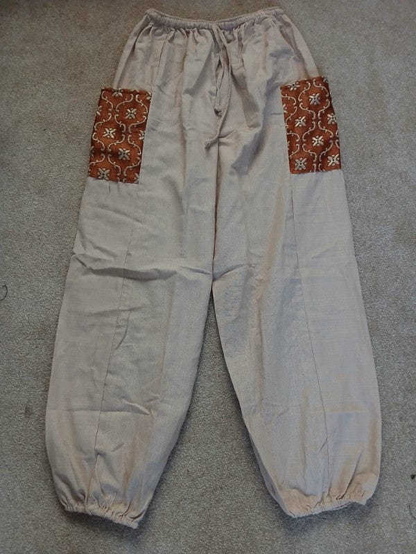 Beige Cream Brown Harem Pants Summer Holiday Travel Mens Womens Hippie Trousers