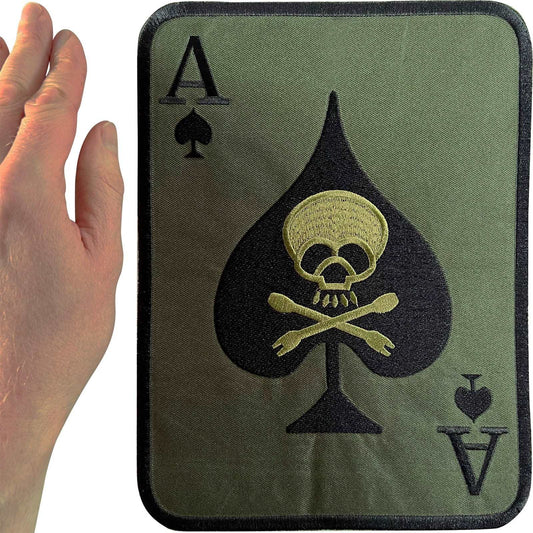 Big Large Ace of Spades Skull Playing Card Embroidery Patch Iron Sew On Clothes