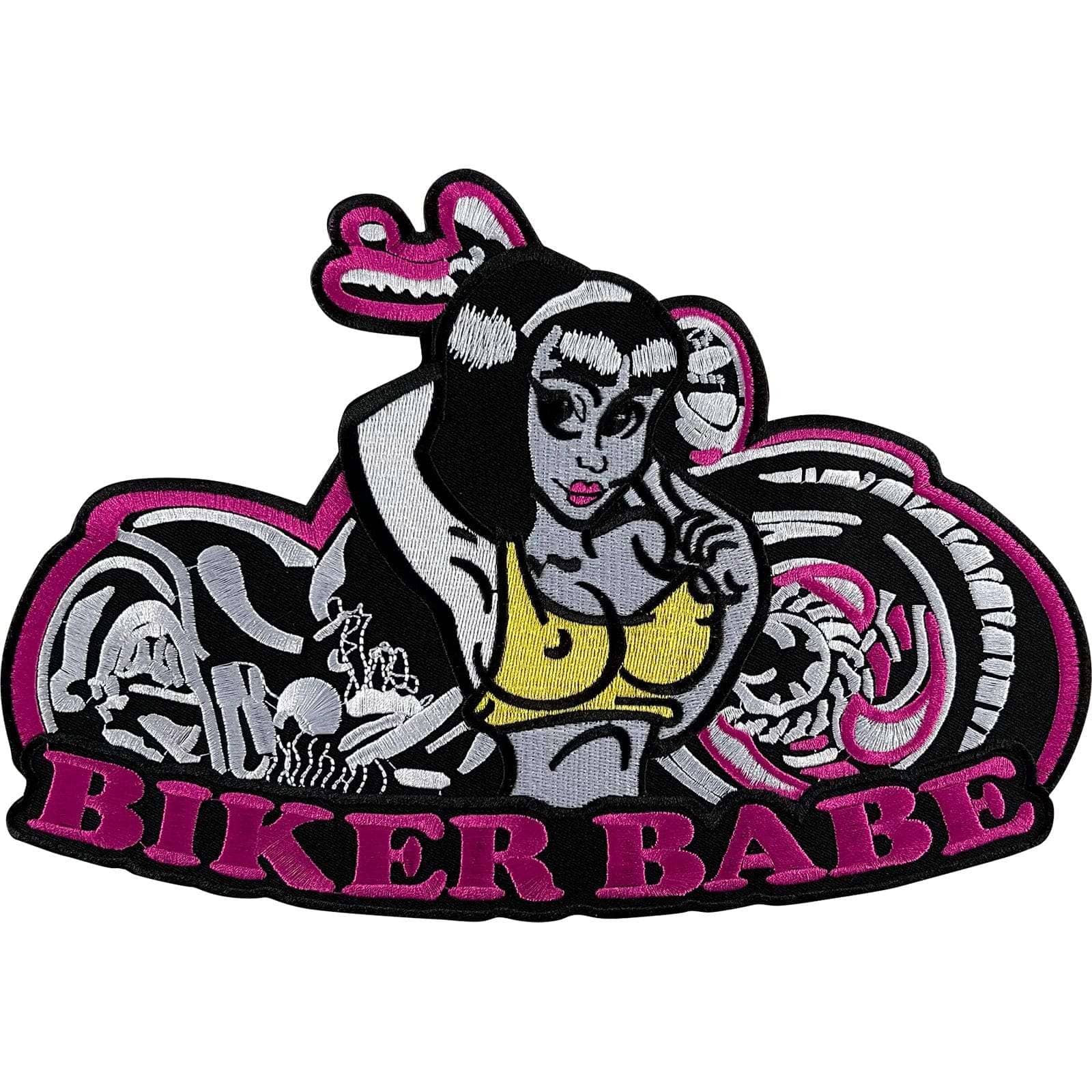 Big Large Biker Babe Iron Sew On Patch Motorbike Motorcycle Jacket Clothes Badge