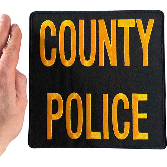 Big Large County Police Patch Iron Sew On Fancy Dress Costume Embroidered Badge