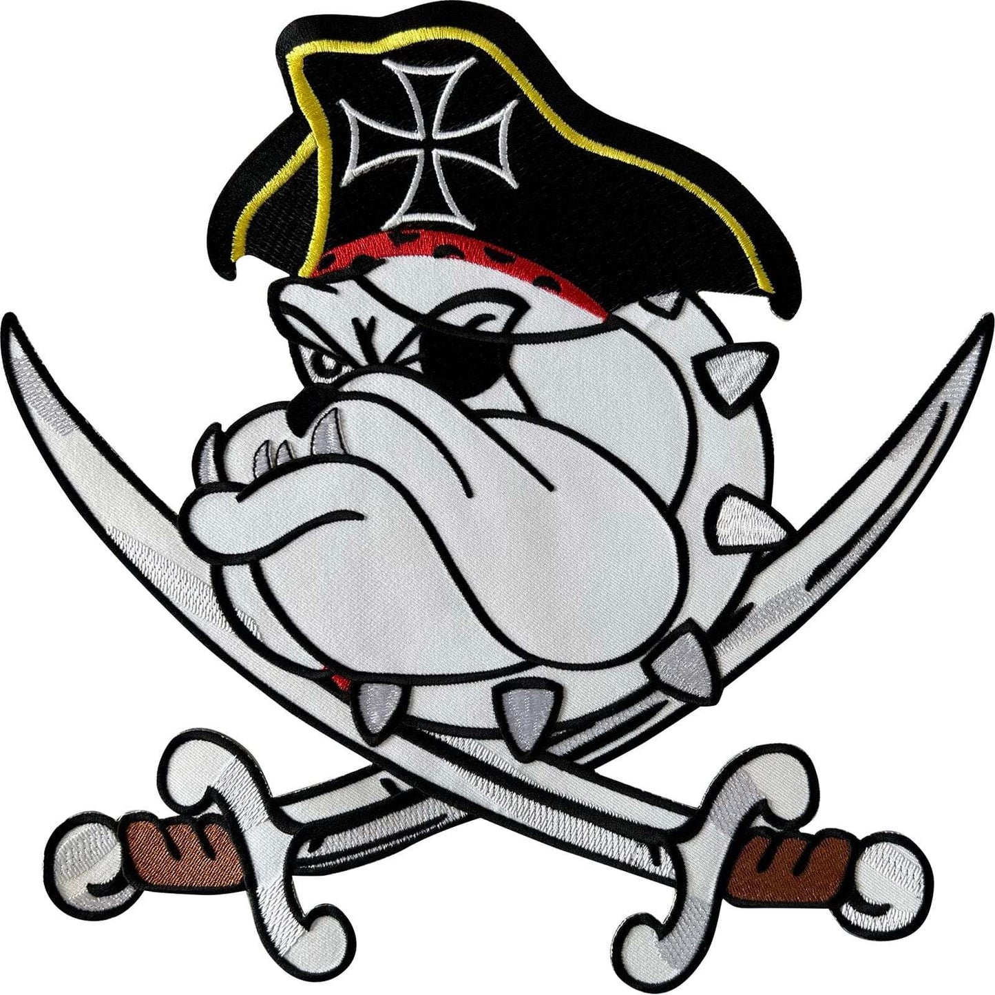 Big Large Crossed Cutlass Pirate Bulldog Patch Iron On Sew On Embroidered Badge