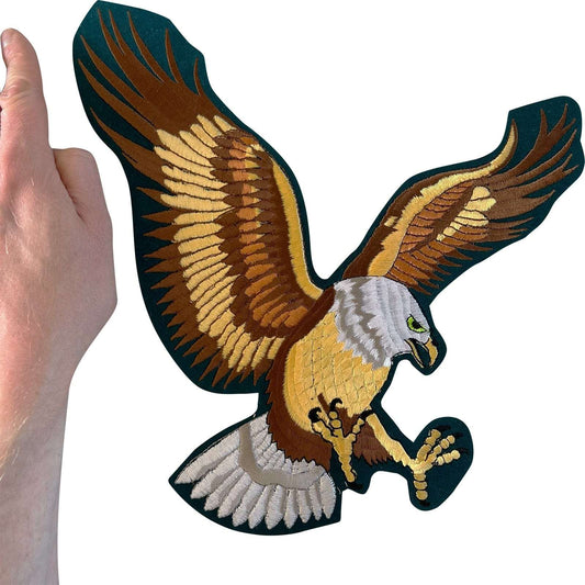 Big Large Eagle Iron Sew On Patch Motorcycle Denim Jacket Bird Embroidered Badge