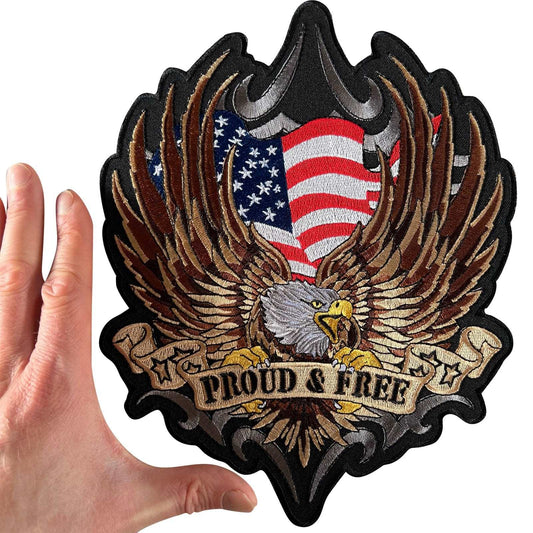 Big Large Eagle USA Flag Patch Iron On Sew On Motorbike Jacket Embroidered Badge