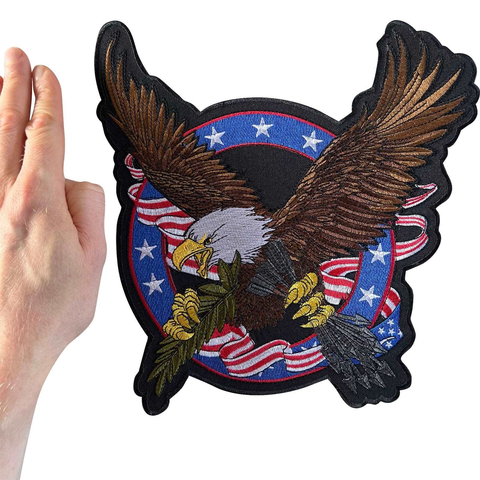 Big Large Eagle USA Flag Patch Iron Sew On Jacket Bird America Embroidered Badge