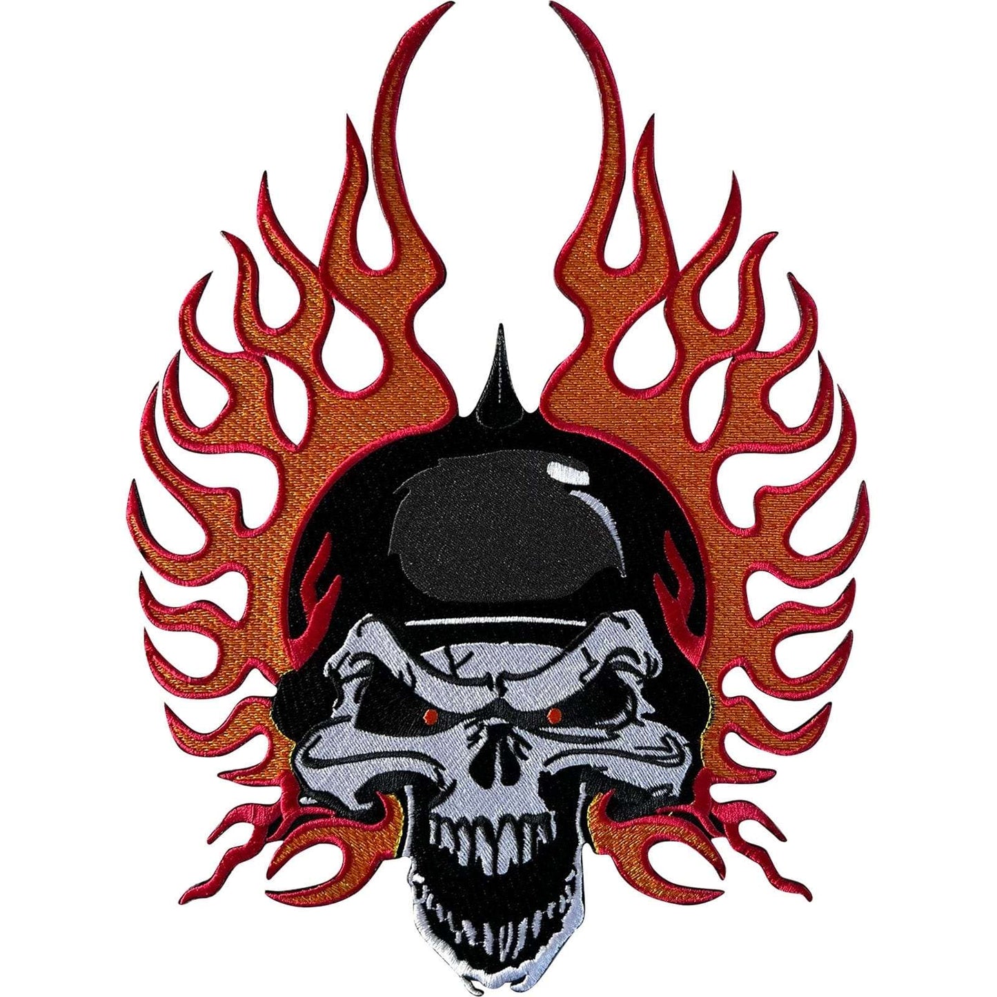 Big Large Fire Skull Patch Iron On Sew On Leather Denim Jacket Embroidered Badge