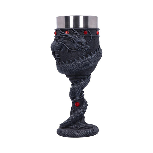 Black Chinese Dragon Coil Goblet Wine Glass