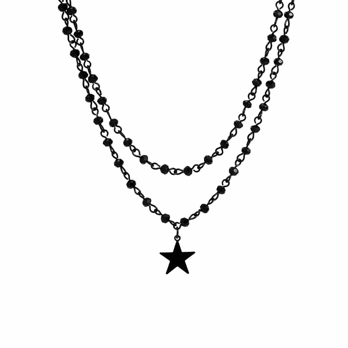 Black Gothic Jesus Cross or Star Pendant Choker Necklace for Women Punk Vintage Metal Chain Neck Jewellery