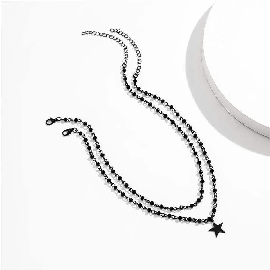 Black Gothic Jesus Cross or Star Pendant Choker Necklace for Women Punk Vintage Metal Chain Neck Jewellery