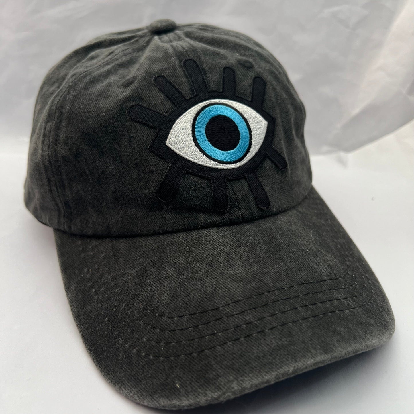 Black Grey Monster eye Embroidered patch on Cap Baseball Cap Cool Hat for Unisex