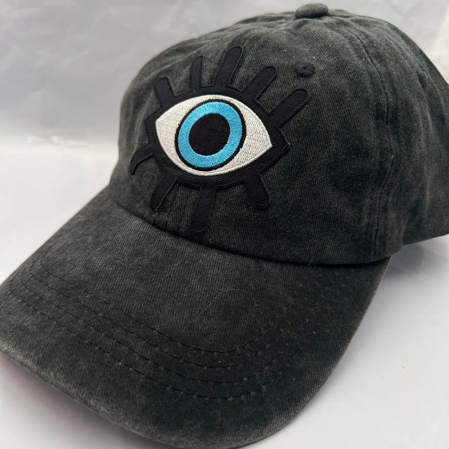 Black Grey Monster eye Embroidered patch on Cap Baseball Cap Cool Hat for Unisex