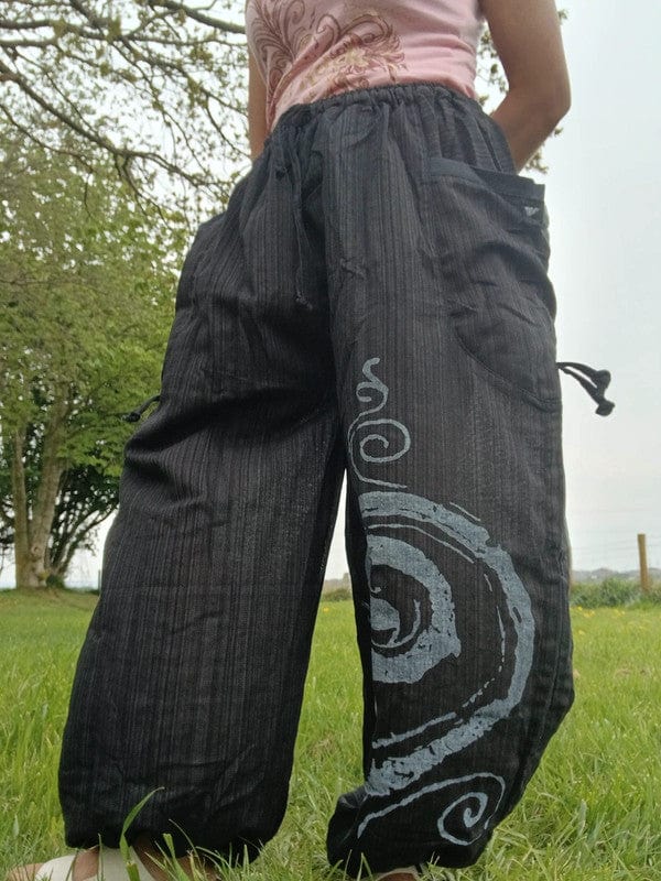 Black Harem Pants Genie Bohemian Baggy Gypsy Aladdin Hippie Trousers One Size