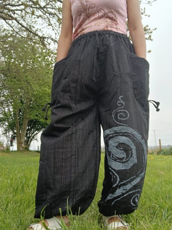 Black Harem Pants Genie Bohemian Baggy Gypsy Aladdin Hippie Trousers One Size