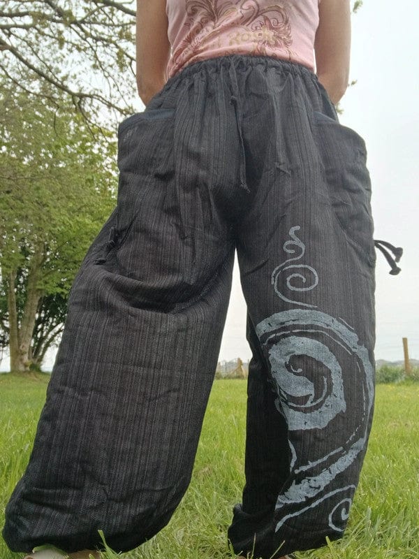Black Harem Pants Genie Bohemian Baggy Gypsy Aladdin Hippie Trousers One Size