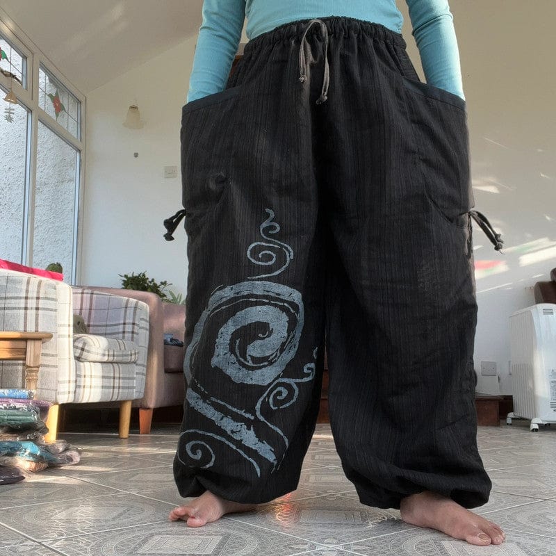 Black Harem Pants Genie Bohemian Baggy Gypsy Aladdin Hippie Trousers One Size