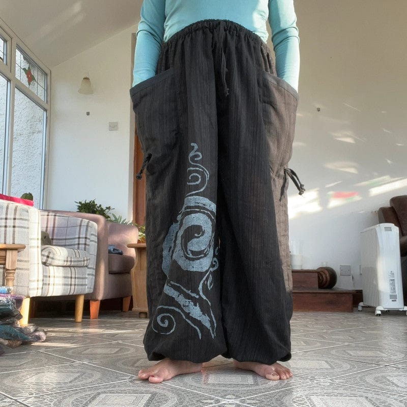 Black Harem Pants Genie Bohemian Baggy Gypsy Aladdin Hippie Trousers One Size