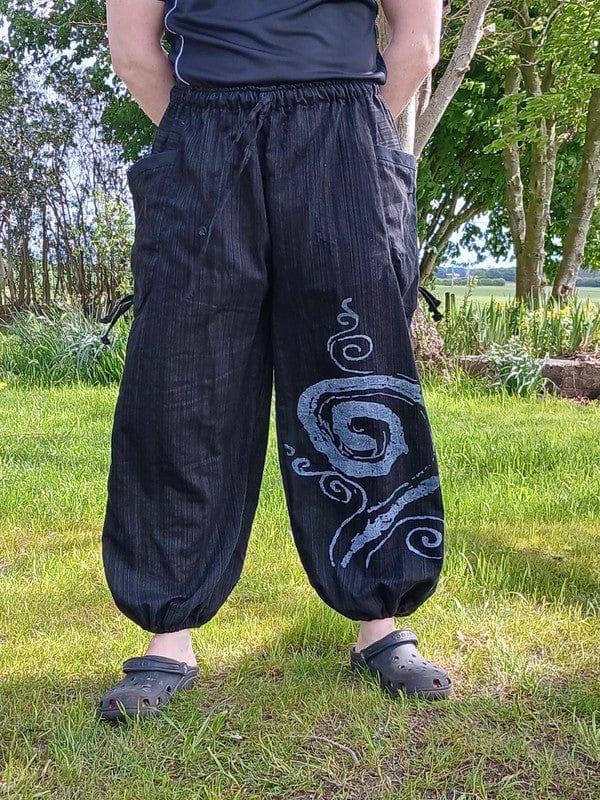 Black Harem Pants Genie Bohemian Baggy Gypsy Aladdin Hippie Trousers One Size