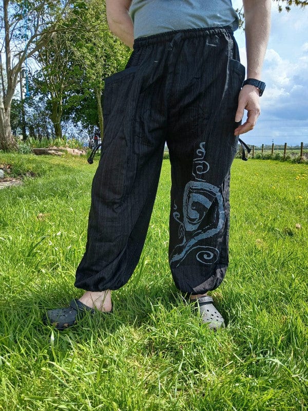 Black Harem Pants Genie Bohemian Baggy Gypsy Aladdin Hippie Trousers One Size