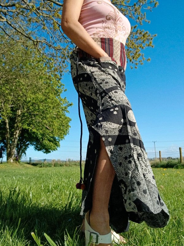 Black Harem Wide Leg Pants Floral Baggy High Rise Waist Trousers Womens Clothes