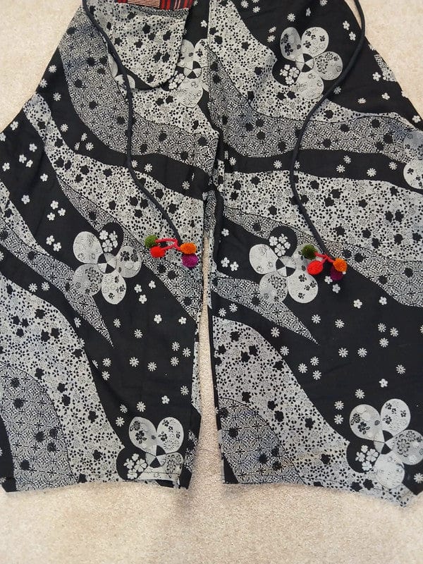 Black Harem Wide Leg Pants Floral Baggy High Rise Waist Trousers Womens Clothes