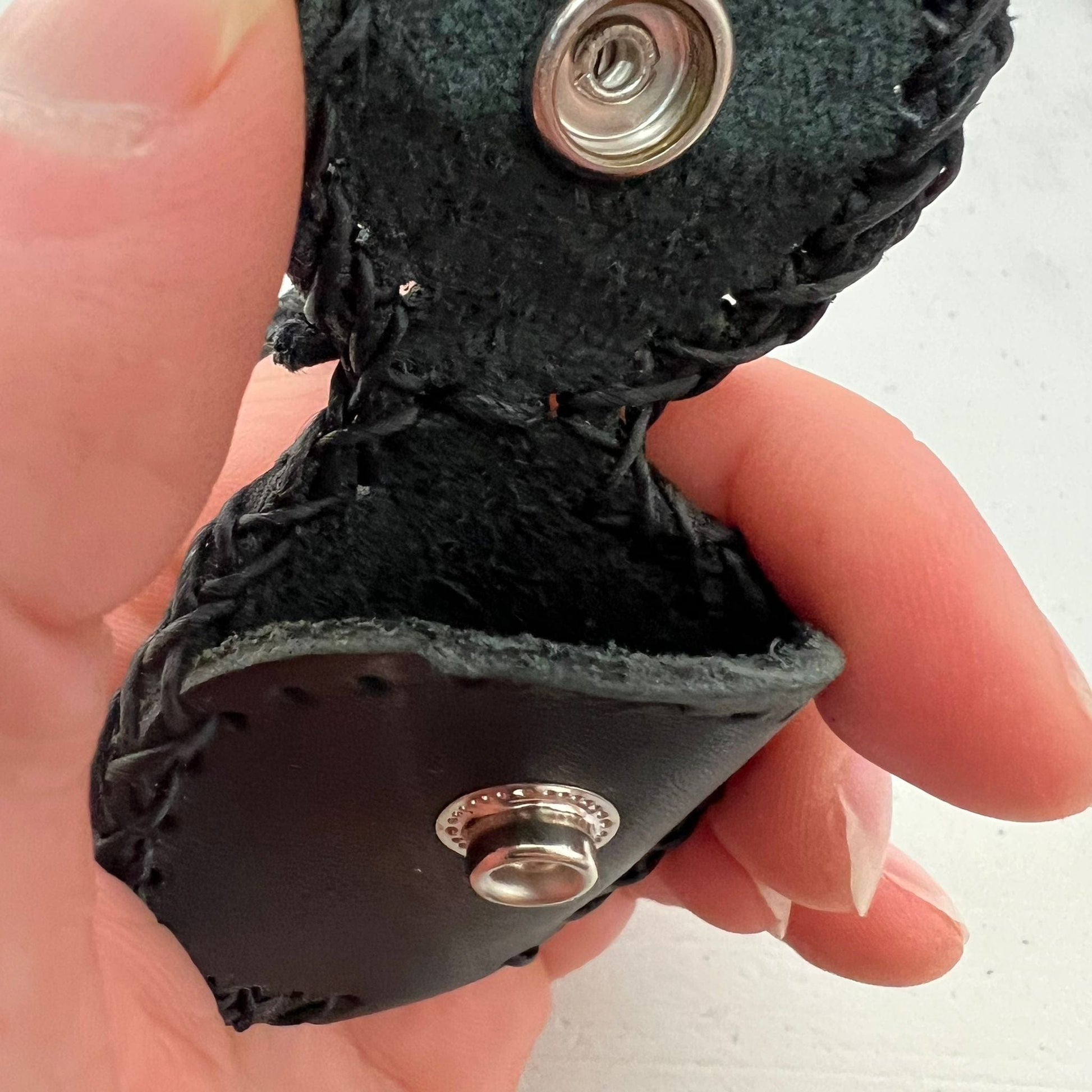 Black Leather Locket Necklace Photo Coin Purse Pendant Cord Chain Holiday Travel