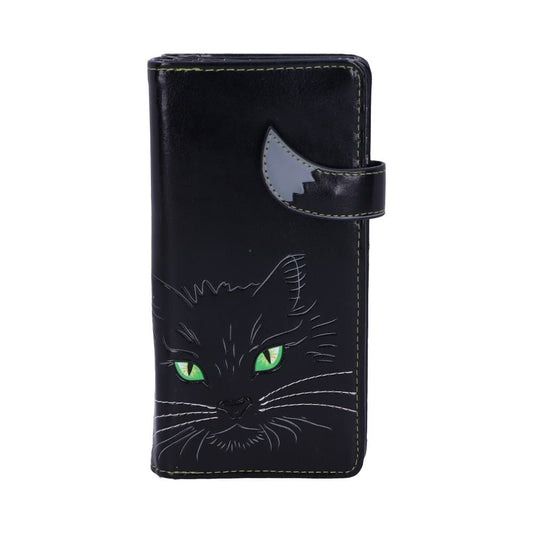 Black Lucky Cat Purse Embossed Eye Tail Wallet