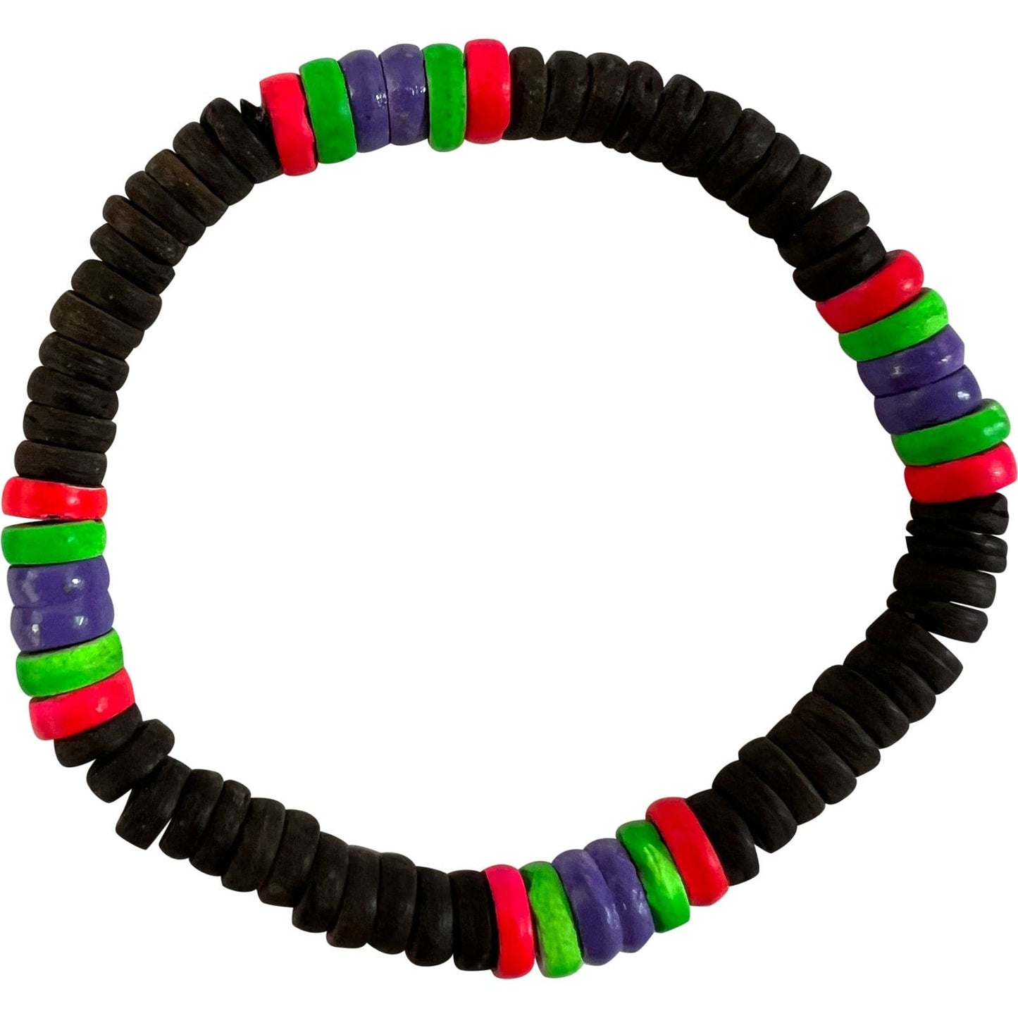 Black Neon Wood Bead Bracelet Wristband Bangle Mens Womens Boys Girls Jewellery