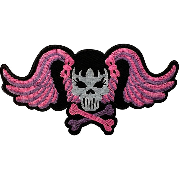 5 in. Embroidered Dark Wing Emblem Sew-On Patch in Black/Pink | 8014315 by Harley-Davidson