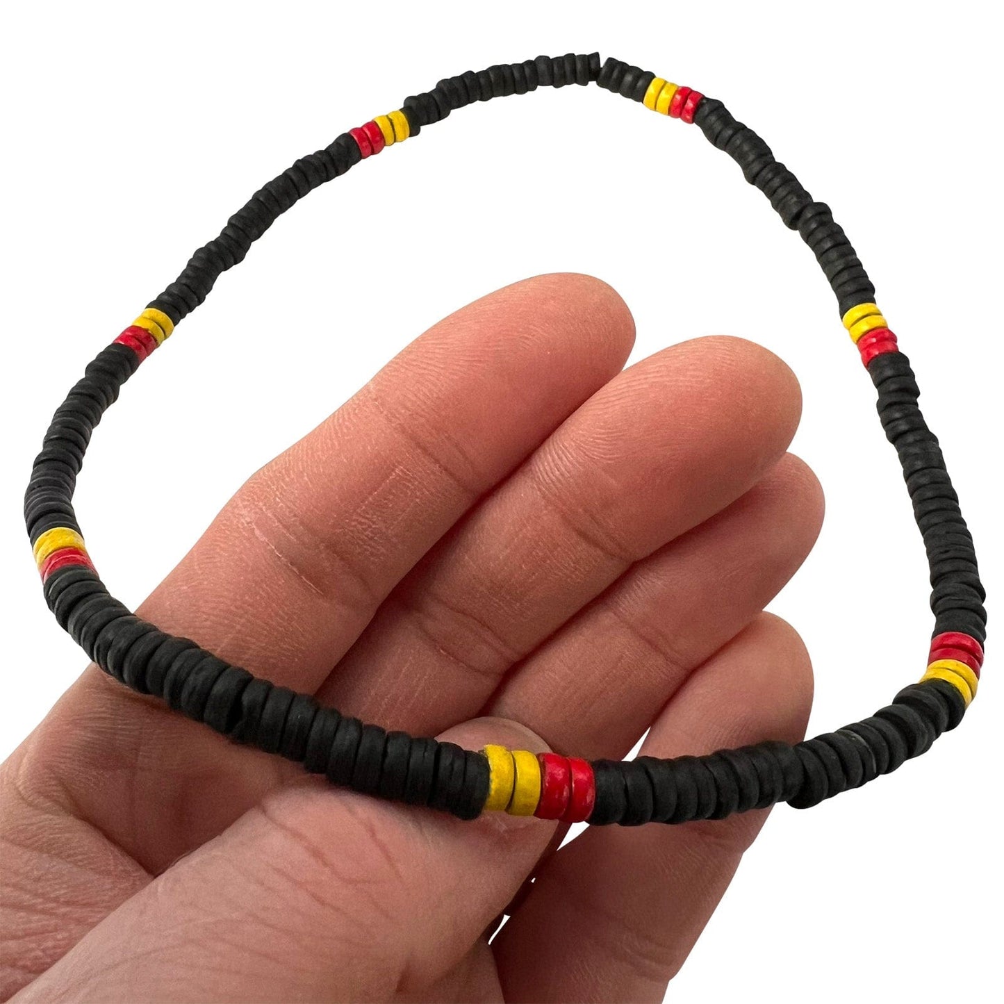 Black Red Yellow Wood Beaded Necklace Chain Mens Womens Boys Wooden Jewellery