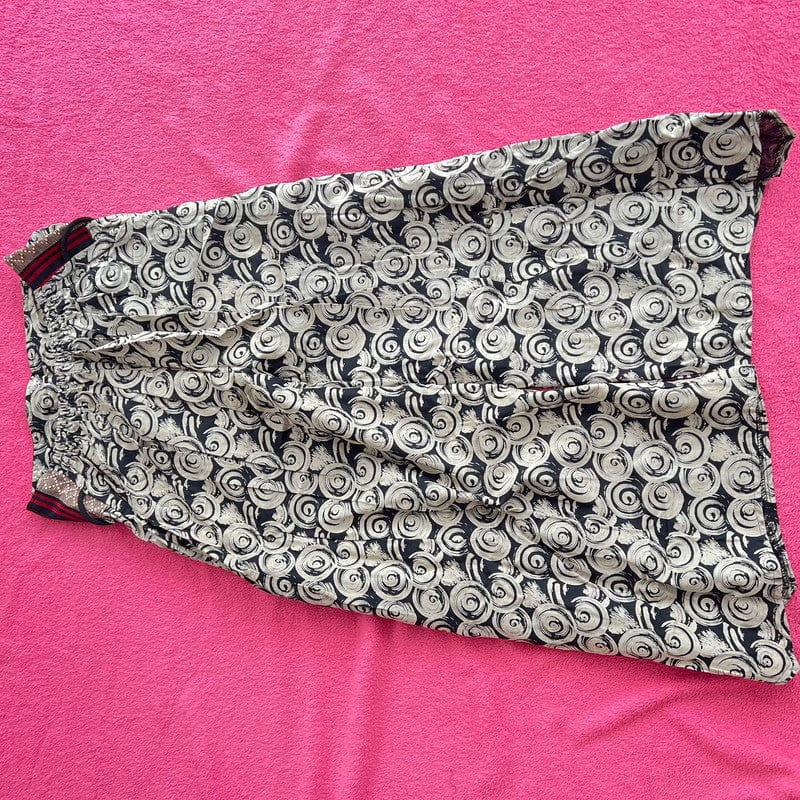 Black White Palazzo Wide Fit Leg Pants Baggy Harem Thai Japanese Trousers Skirt