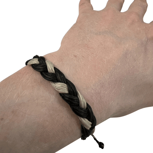 Black White Wax Cotton Bracelet Wristband Bangle Mens Womens Boys Girl Jewellery
