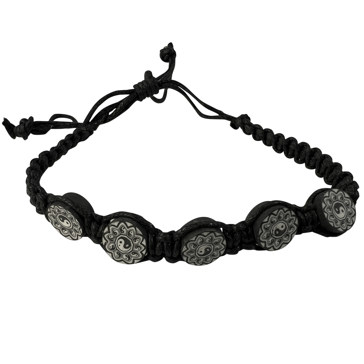 Black White Yin and Yang Beads Bracelet Wristband Bangle Mens Womens Jewellery
