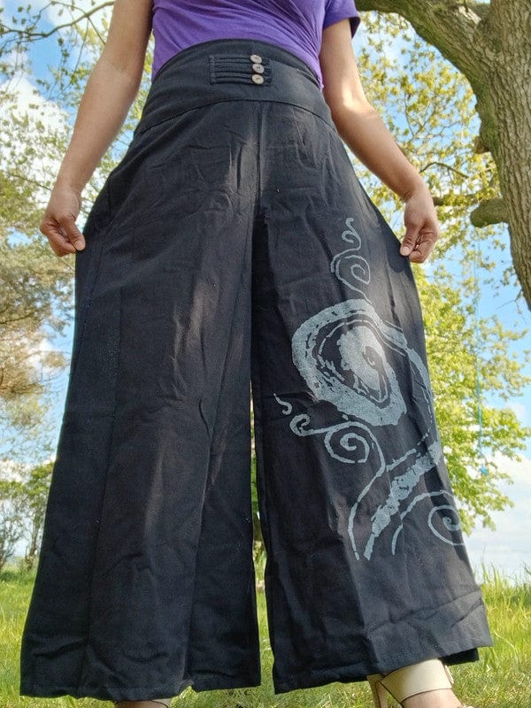 Black Wide Leg Palazzo Harem Pants Womens Ladies Baggy Thailand Summer Trousers