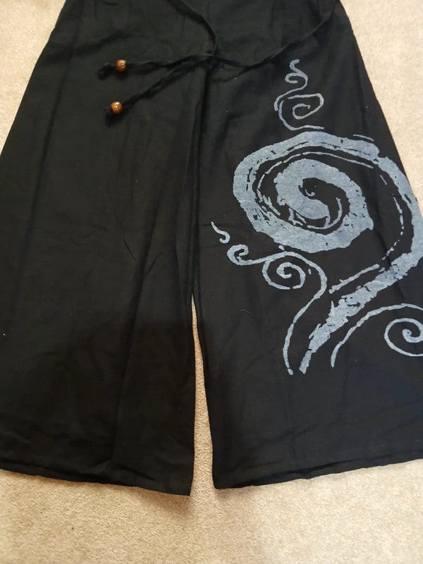 Black Wide Leg Palazzo Harem Pants Womens Ladies Baggy Thailand Summer Trousers