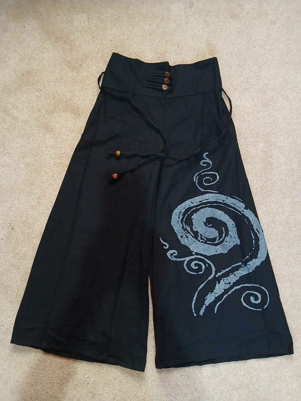 Black Wide Leg Palazzo Harem Pants Womens Ladies Baggy Thailand Summer Trousers