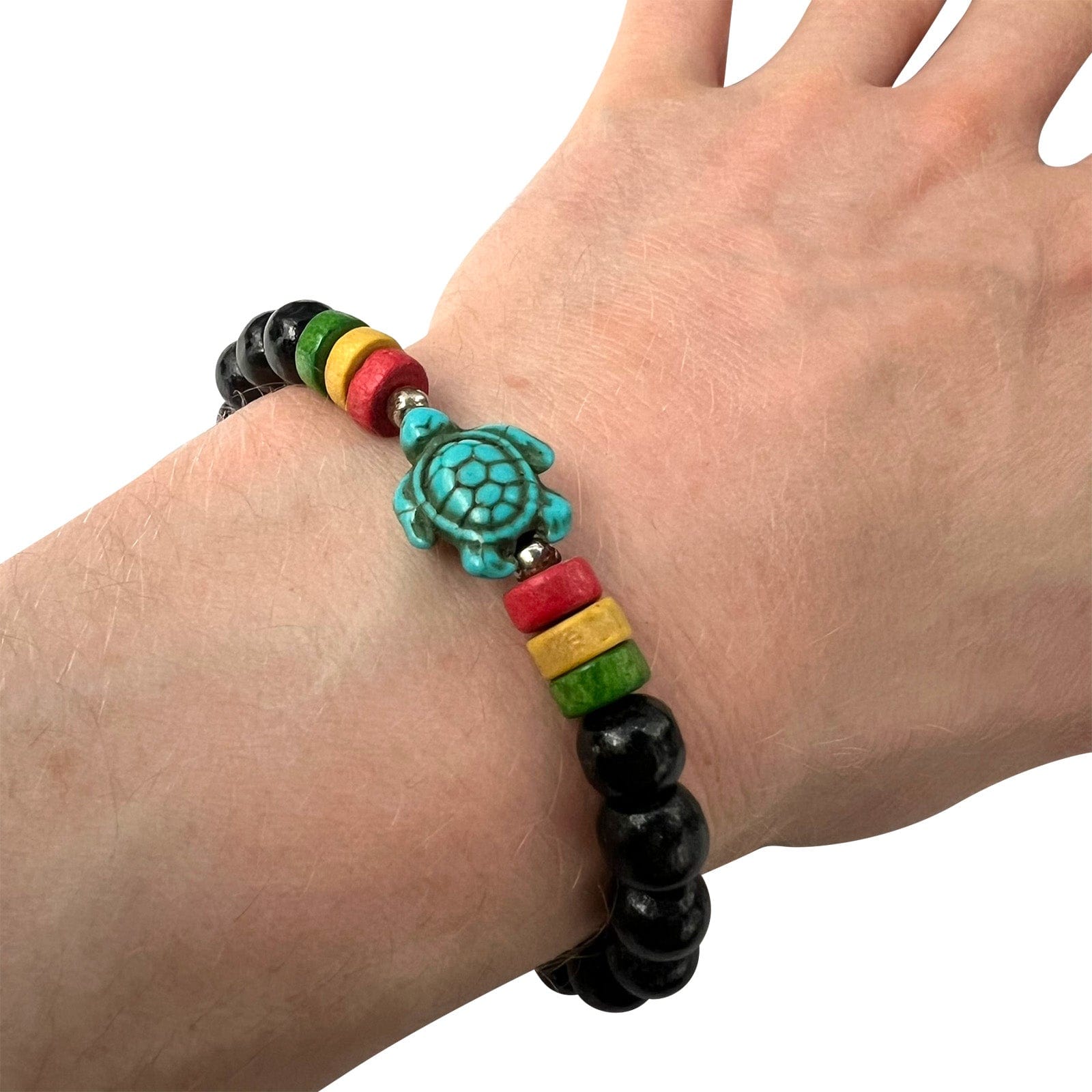 Black Wood Turtle Bead Bracelet Wristband Bangle Mens Womens Handmade Jewellery