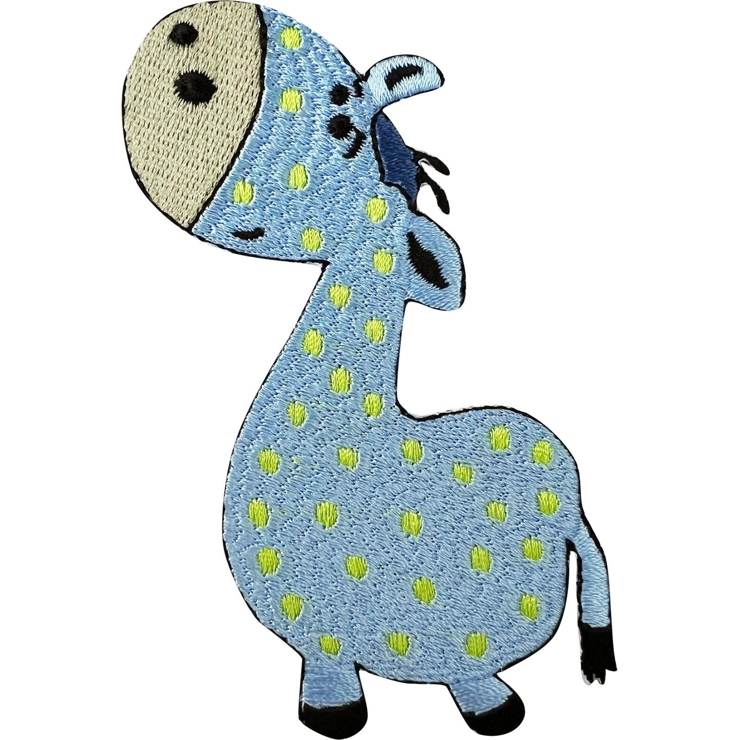 Blue Giraffe Patch Iron Sew On Clothes Embroidered Badge Animal Crafts Applique