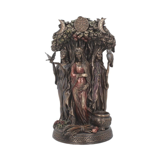 Bronzed Maiden, Mother, Crone Triple Moon Figurine