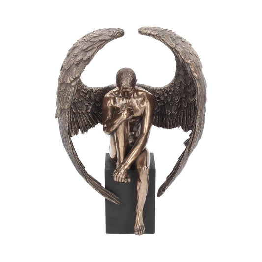 Bronzed Religious Contemplative Angel's Reflection Figurine26cm