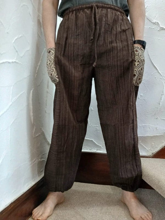 Brown Harem Pants Lightweight Summer Holiday Travel Mens Womens Hippy Trousers