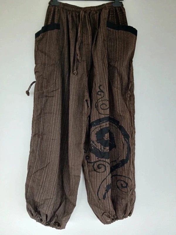 Brown Harem Pants Wide Leg Genie Baggy Aladdin Hippy Trousers Clothes One Size
