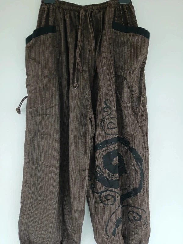 Brown Harem Pants Wide Leg Genie Baggy Aladdin Hippy Trousers Clothes One Size