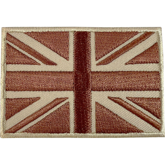Brown UK Flag Patch Iron Sew On Clothes Jacket Union Jack Army Embroidered Badge